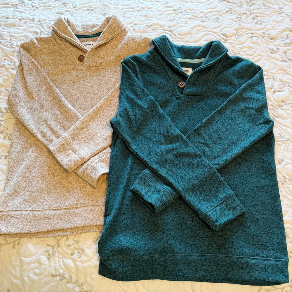 Bundle of Two Boys Sonoma Pullover Sweaters - Teal & Oatmeal